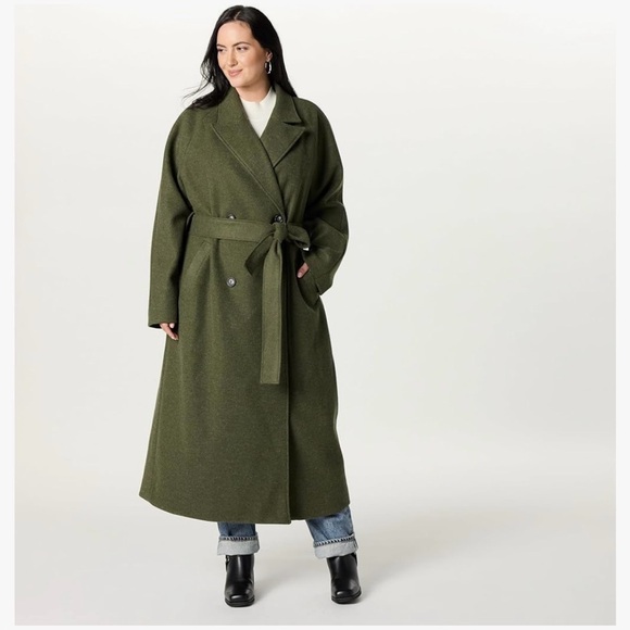 The Drop | Women’s Heather Olive Green Double Breasted Long Overcoat M NWT - Picture 5 of 7